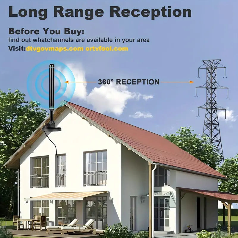 Long Range Digital TV Antenna – 4K Free Channels - YN