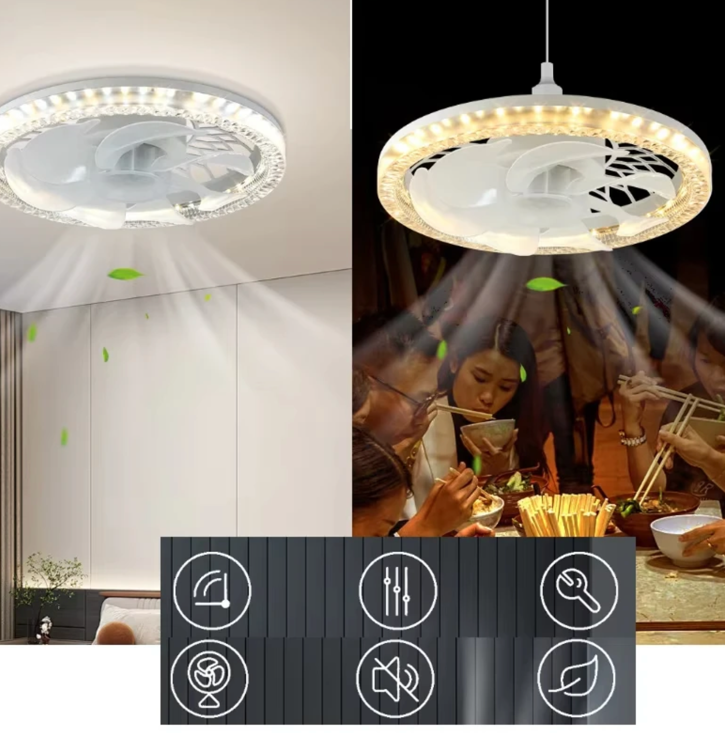 Ceiling Fan with LED Light and Remote Control - YN