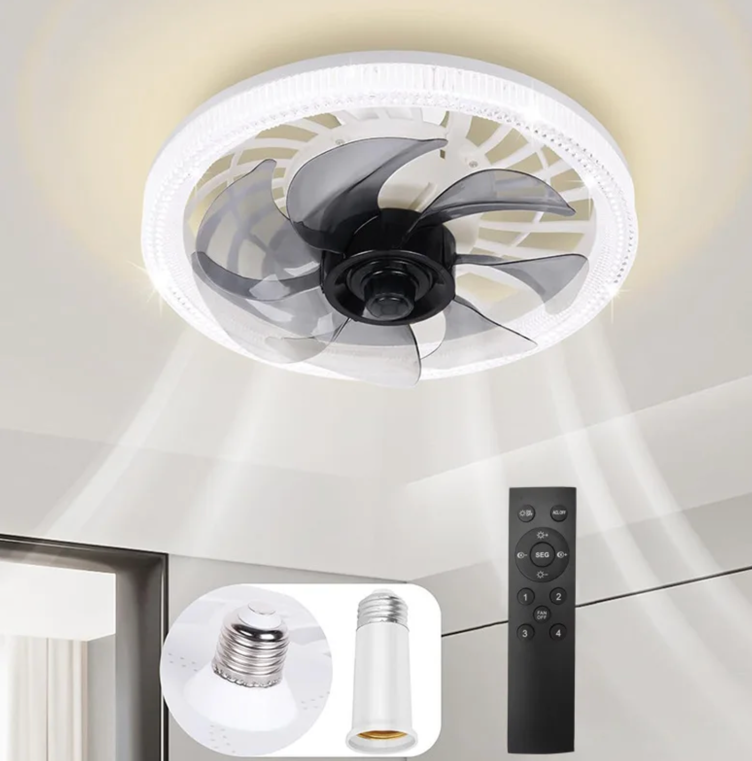 Ceiling Fan with LED Light and Remote Control - YN