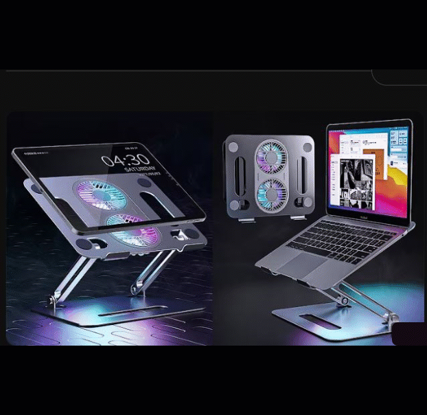 Smart 2-in-1 Ergonomic Laptop Stand with Cooling Fans – Adjustable & Portable - YN